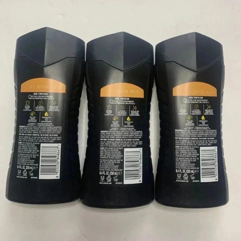 AXE Shampoo Dark Temptation 3 In 1 Shampoo Conditioner Body Wash 3 Bottles New